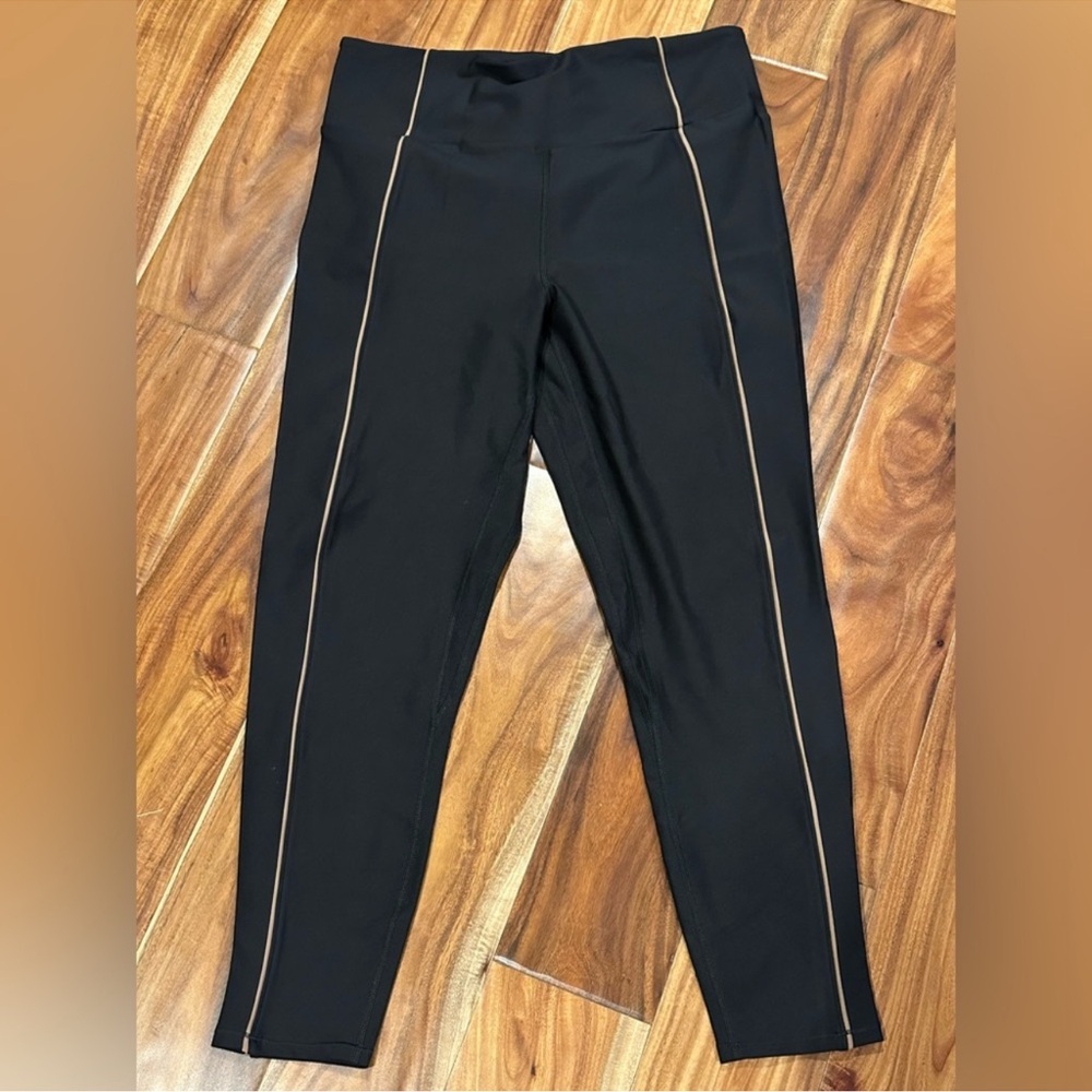 Abercrombie YPB Black Leggings with Tan Piping